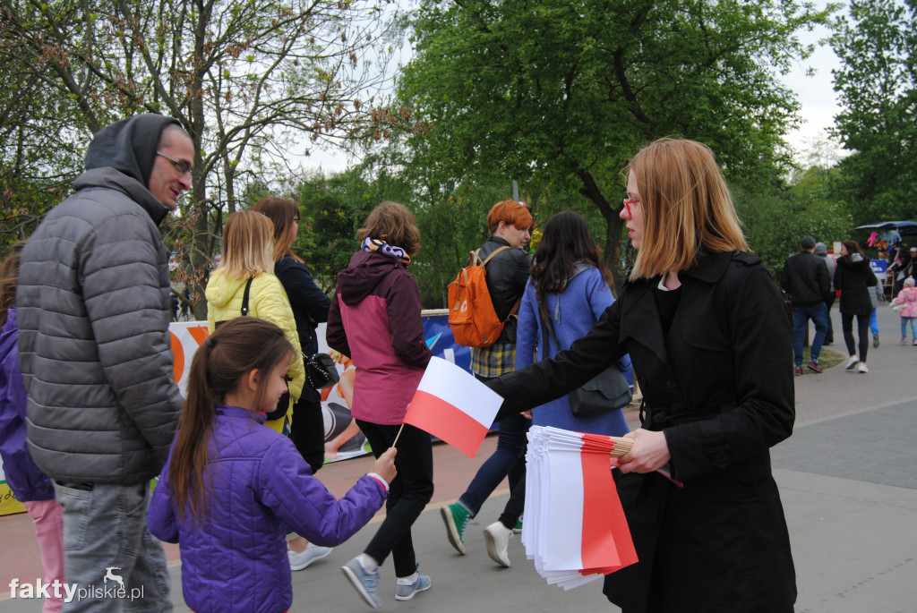 Pani poseł rozdawała chorągiewki