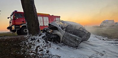 Samochód uderzył w drzewo i zapalił się-44612