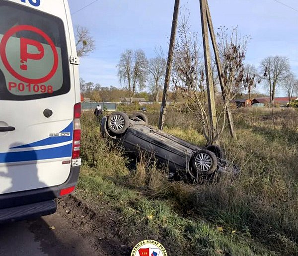 Wypadł z drogi i dachował-44471