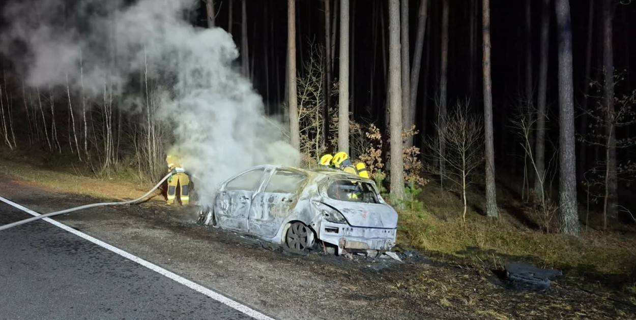 Spłonął samochód. Został wrak