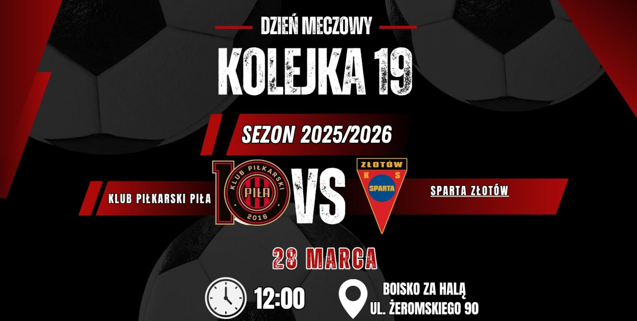 W sobotę mecz KP Piła - Sparta Złotów