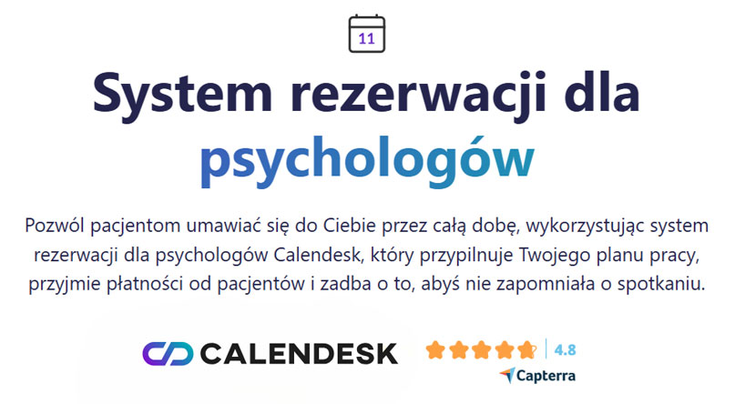 System rezerwacji dla psychologów Calendesk